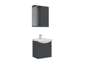 Conjunto de mueble con lavabo y espejo (2 piezas) «Purus 55» - 55 x 50 x 58 cm - Antracita mate
