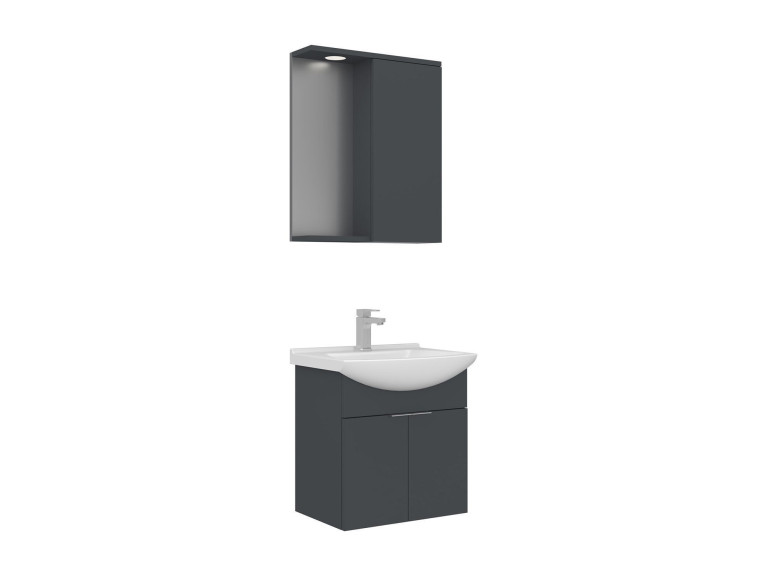 Conjunto de mueble con lavabo y espejo (2 piezas) «Purus 55» - 55 x 50 x 58 cm - Antracita mate