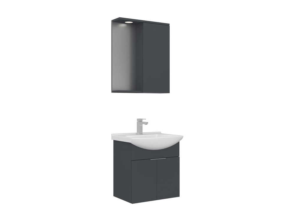 Conjunto de mueble con lavabo y espejo (2 piezas) «Purus 55» - 55 x 50 x 58 cm - Antracita mate