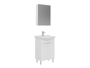 Conjunto de mueble con lavabo y espejo (2 piezas) «Purus 55» - 55 x 50 x 83 cm - Blanco