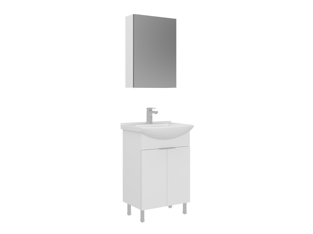 Conjunto de mueble con lavabo y espejo (2 piezas) «Purus 55» - 55 x 50 x 83 cm - Blanco