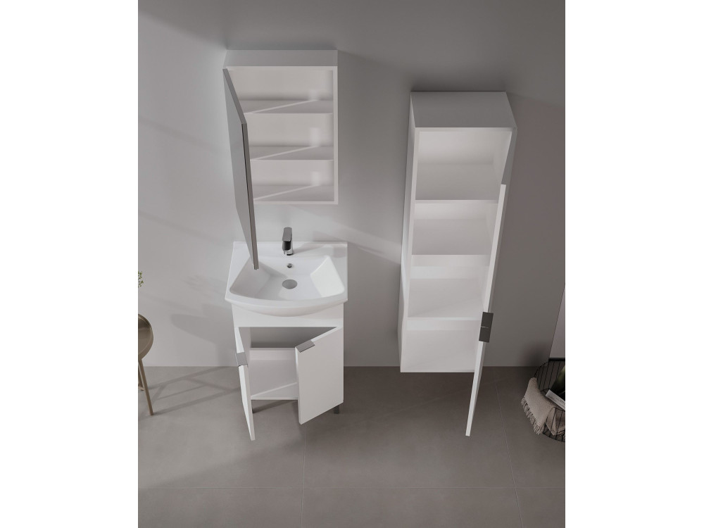 Conjunto de mueble con lavabo y espejo (2 piezas) «Purus 55» - 55 x 50 x 83 cm - Blanco