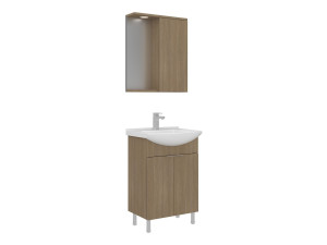 Conjunto de mueble con lavabo y espejo (2 piezas) «Purus 55» - 55 x 50 x 83 cm - Roble