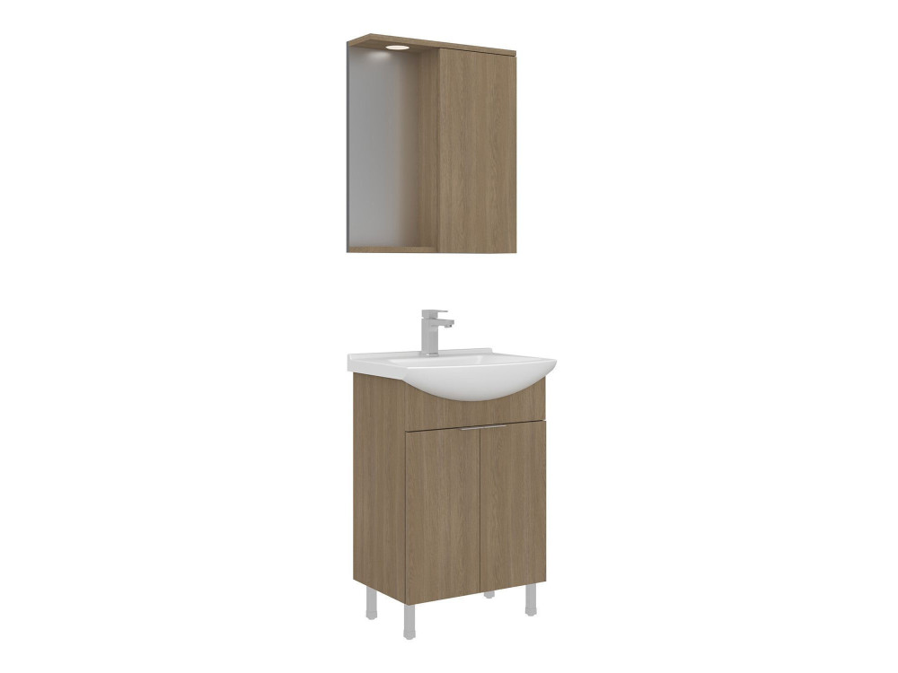 Conjunto de mueble con lavabo y espejo (2 piezas) «Purus 55» - 55 x 50 x 83 cm - Roble