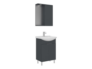 Conjunto de mueble con lavabo y espejo (2 piezas) «Purus 55» - 55 x 50 x 83 cm - Antracita mate