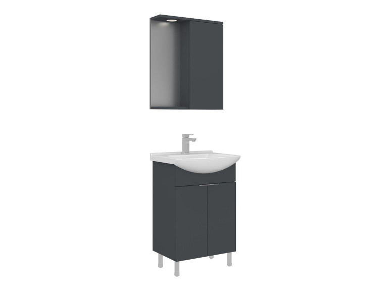 Conjunto de mueble con lavabo y espejo (2 piezas) «Purus 55» - 55 x 50 x 83 cm - Antracita mate