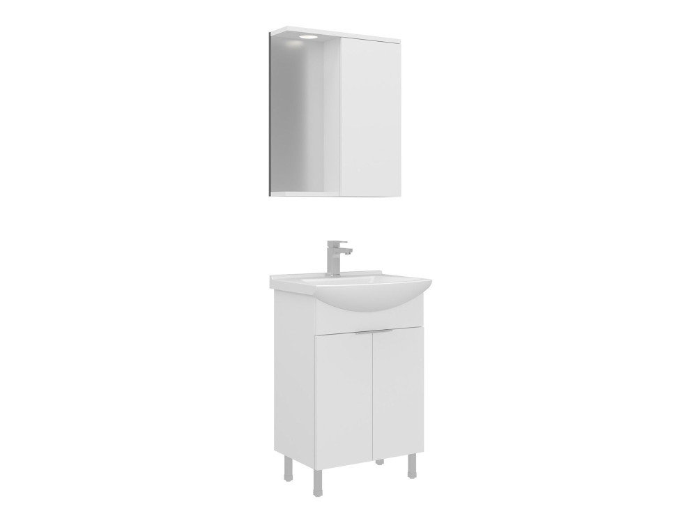 Conjunto de mueble con lavabo y espejo (2 piezas) «Purus 55» - 55 x 50 x 83 cm - Blanco