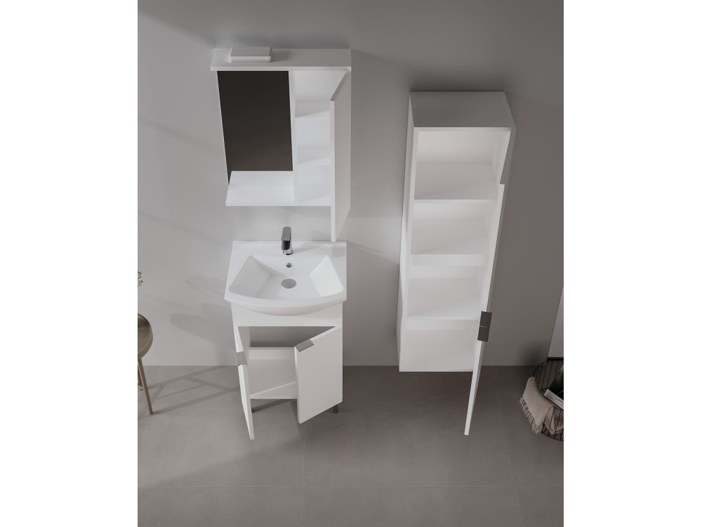 Conjunto de mueble con lavabo y espejo (2 piezas) «Purus 55» - 55 x 50 x 83 cm - Blanco