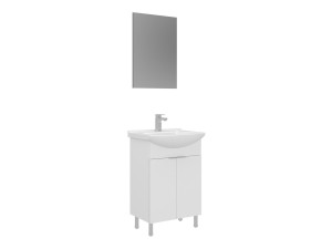 Conjunto de mueble con lavabo y espejo (2 piezas) «Purus 55» - 55 x 2 x 83 cm - Blanco