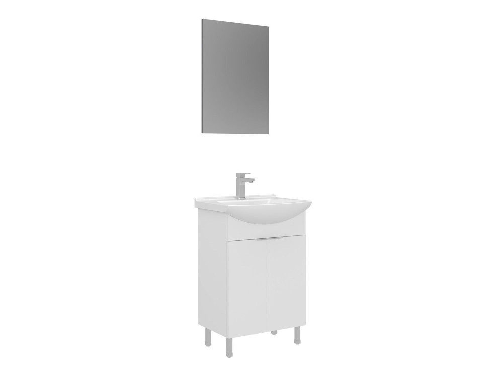 Conjunto de mueble con lavabo y espejo (2 piezas) «Purus 55» - 55 x 2 x 83 cm - Blanco