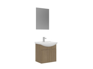 Conjunto de mueble con lavabo y espejo (2 piezas) «Purus 55» - 55 x 50 x 58 cm - Roble