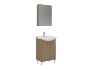 Conjunto de mueble con lavabo y espejo (2 piezas) «Purus 55» - 55 x 50 x 83 cm - Roble