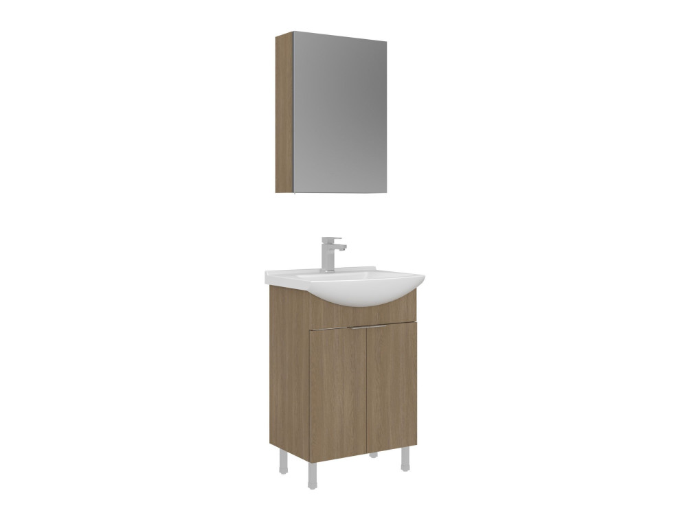 Conjunto de mueble con lavabo y espejo (2 piezas) «Purus 55» - 55 x 50 x 83 cm - Roble