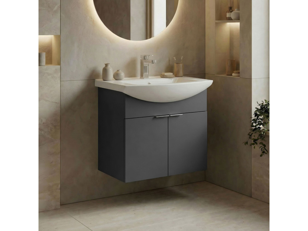 Mueble para lavabo «Purus 55» - 55 x 50 x 58 cm - Antracita mate