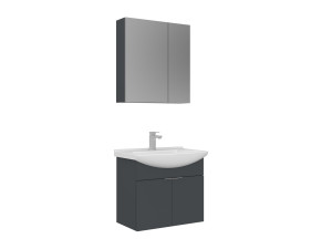 Conjunto de mueble con lavabo y espejo (2 piezas) «Purus 65» - 65 x 50 x 58 cm - Antracita mate