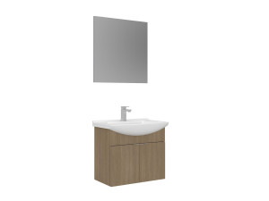 Conjunto de mueble con lavabo y espejo (2 piezas) «Purus 65» - 65 x 50 x 58 cm - Roble