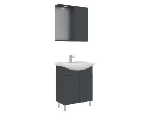 Conjunto de mueble con lavabo y espejo (2 piezas) «Purus 65» - 65 x 50 x 83 cm - Antracita mate