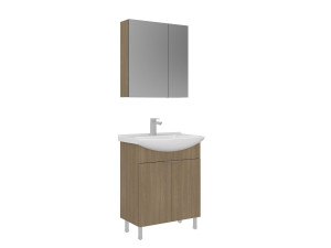 Conjunto de mueble con lavabo y espejo (2 piezas) «Purus 65» - 65 x 50 x 83 cm - Roble