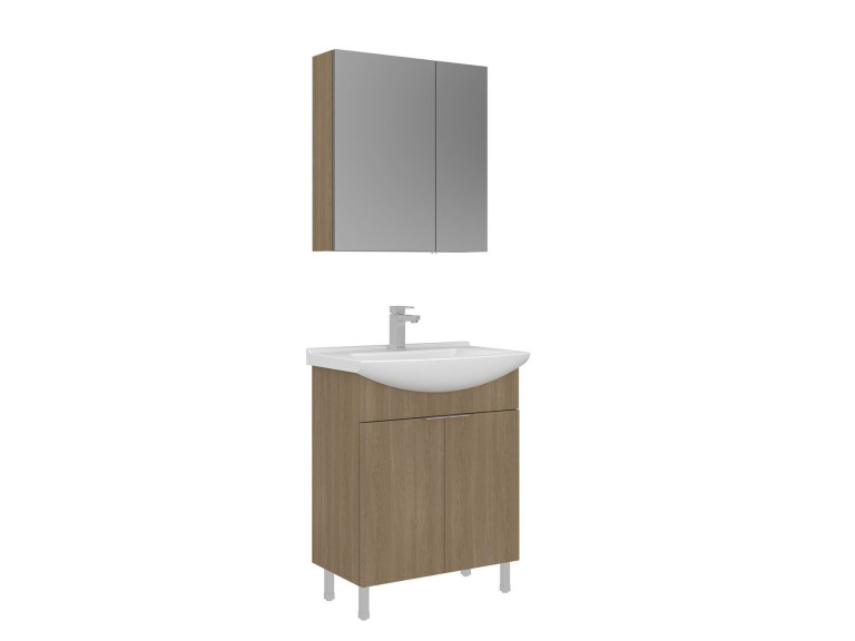 Conjunto de mueble con lavabo y espejo (2 piezas) «Purus 65» - 65 x 50 x 83 cm - Roble