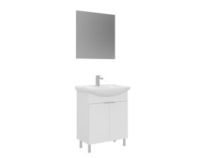 Conjunto de mueble con lavabo y espejo (2 piezas) «Purus 65» - 65 x 50 x 83 cm - Blanco