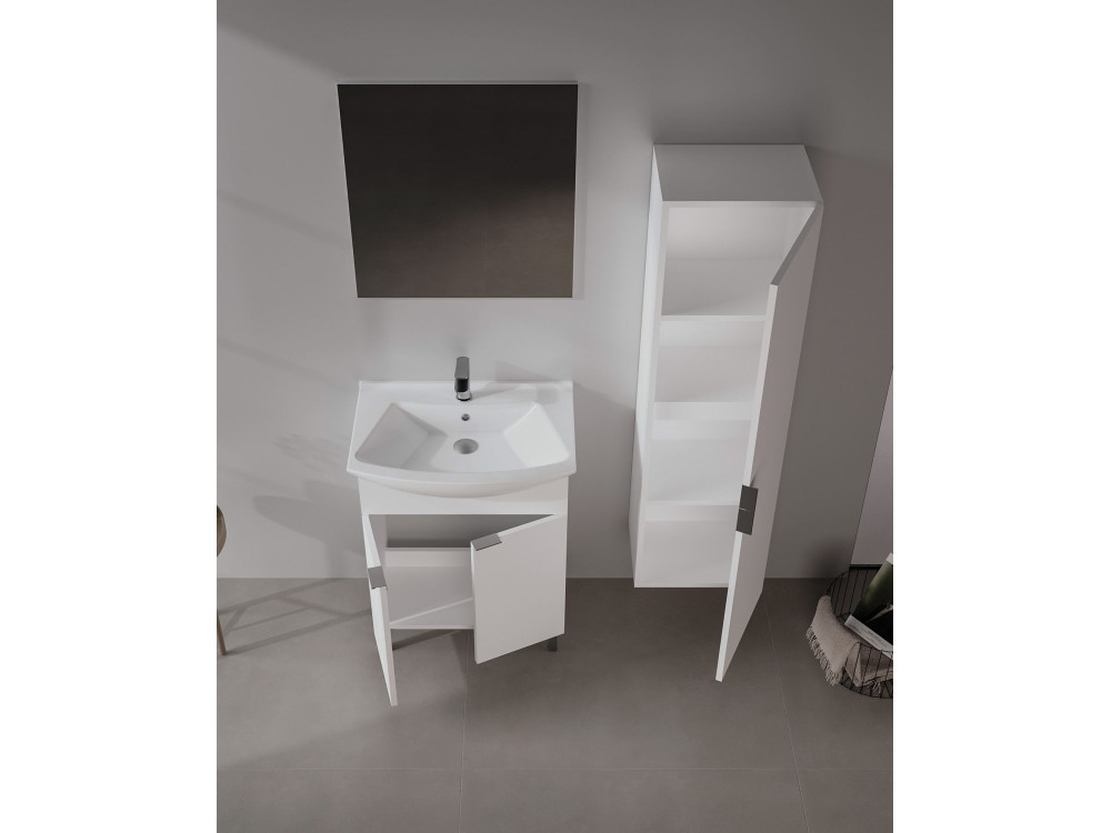 Conjunto de mueble con lavabo y espejo (2 piezas) «Purus 65» - 65 x 50 x 83 cm - Blanco