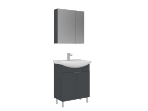 Conjunto de mueble con lavabo y espejo (2 piezas) «Purus 65» - 65 x 50 x 83 cm - Antracita mate