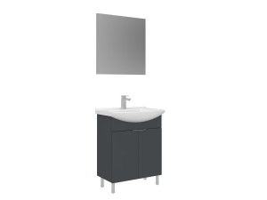 Conjunto de mueble con lavabo y espejo (2 piezas) «Purus 65» - 65 x 50 x 83 cm - Antracita mate