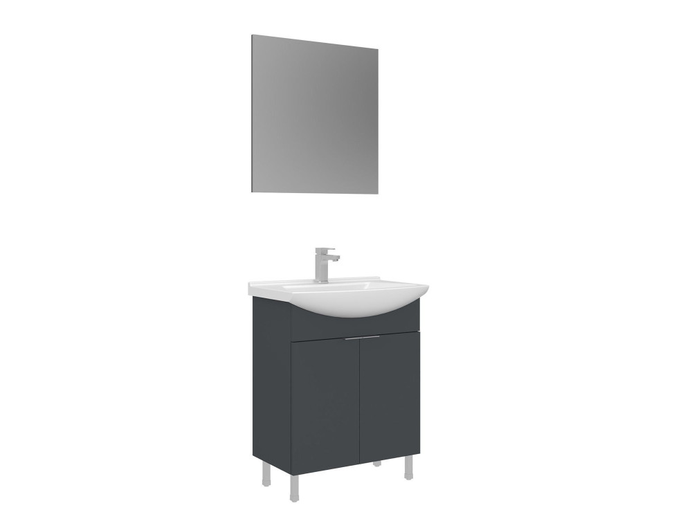 Conjunto de mueble con lavabo y espejo (2 piezas) «Purus 65» - 65 x 50 x 83 cm - Antracita mate
