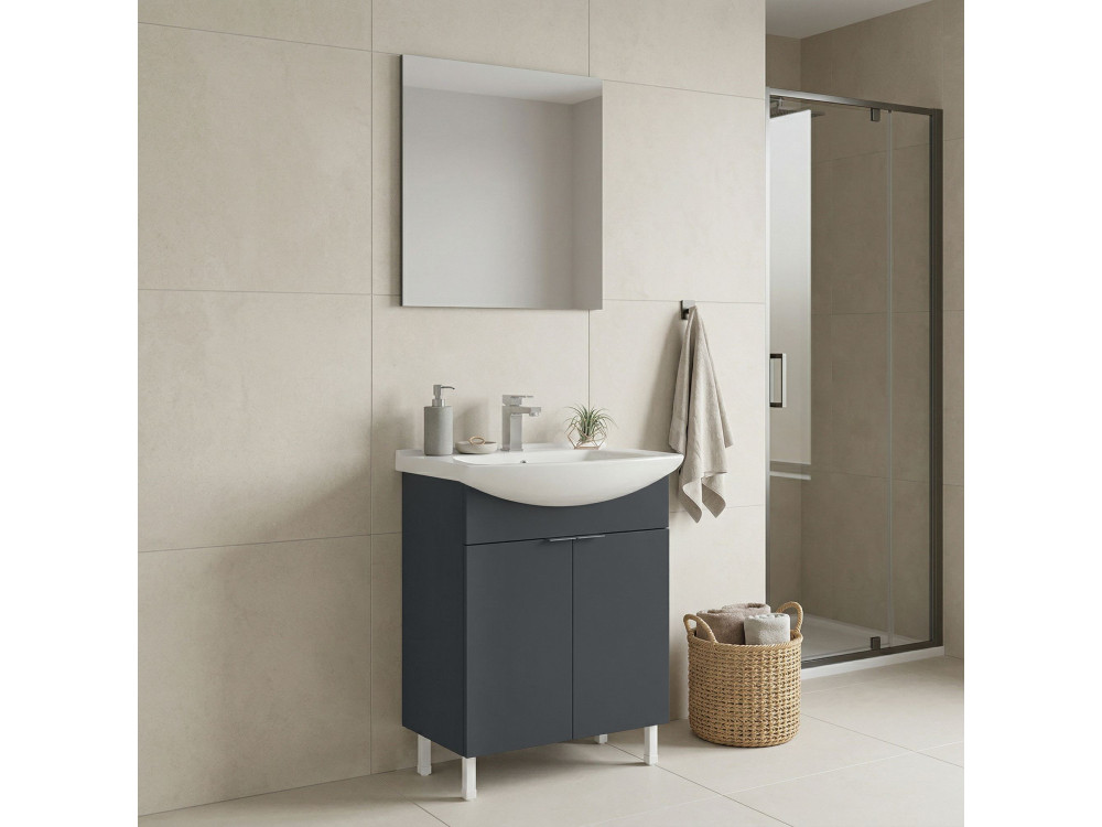 Conjunto de mueble con lavabo y espejo (2 piezas) «Purus 65» - 65 x 50 x 83 cm - Antracita mate