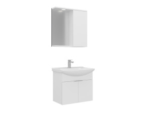 Conjunto de mueble con lavabo y espejo (2 piezas) «Purus 65» - 65 x 50 x 58 cm - Blanco
