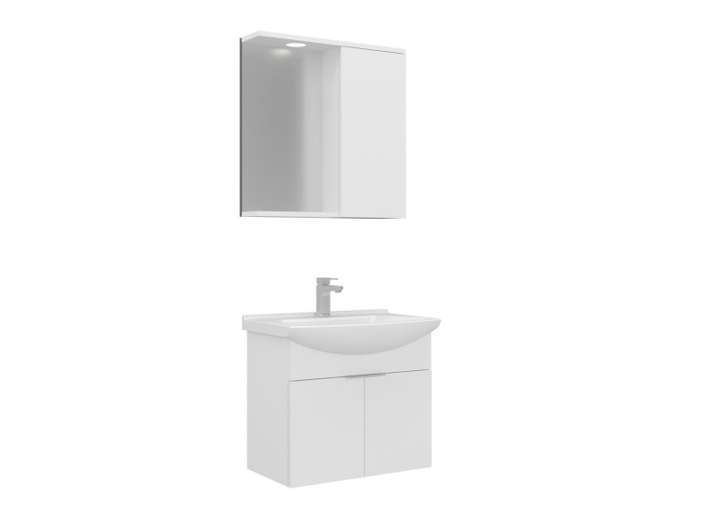 Conjunto de mueble con lavabo y espejo (2 piezas) «Purus 65» - 65 x 50 x 58 cm - Blanco