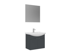 Conjunto de mueble con lavabo y espejo (2 piezas) «Purus 65» - 65 x 50 x 58 cm - Antracita mate