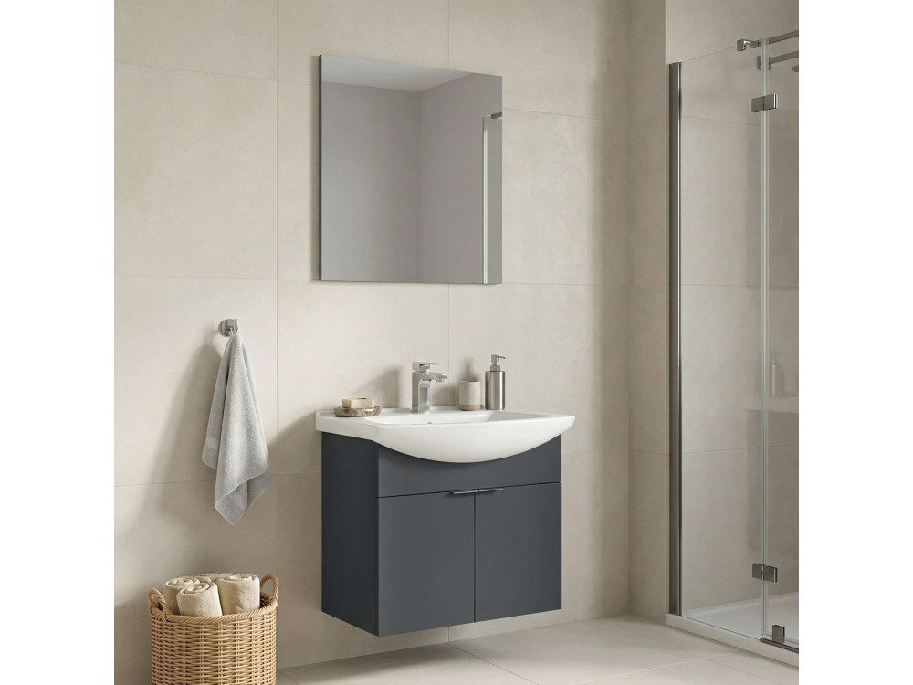 Conjunto de mueble con lavabo y espejo (2 piezas) «Purus 65» - 65 x 50 x 58 cm - Antracita mate