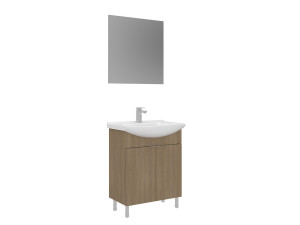 Conjunto de mueble con lavabo y espejo (2 piezas) «Purus 65» - 65 x 50 x 83 cm - Roble