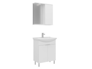 Conjunto de mueble con lavabo y espejo (2 piezas) «Purus 65» - 65 x 50 x 83 cm - Blanco