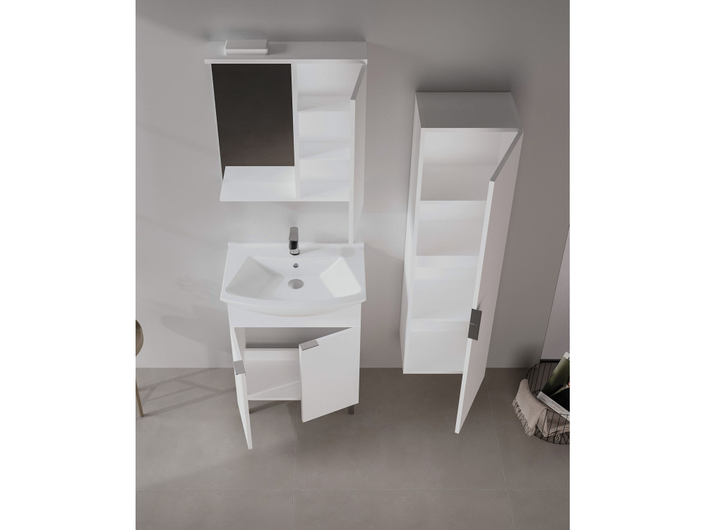 Conjunto de mueble con lavabo y espejo (2 piezas) «Purus 65» - 65 x 50 x 83 cm - Blanco