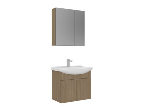 Conjunto de mueble con lavabo y espejo (2 piezas) «Purus 65» - 65 x 50 x 58 cm - Roble