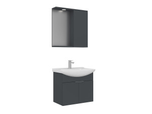 Conjunto de mueble con lavabo y espejo (2 piezas) «Purus 65» - 65 x 50 x 58 cm - Antracita mate