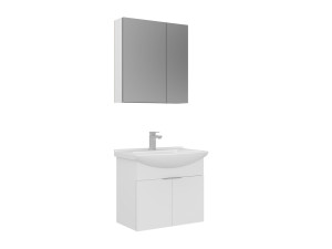 Conjunto de mueble con lavabo y espejo (2 piezas) «Purus 65» - 65 x 50 x 58 cm - Blanco
