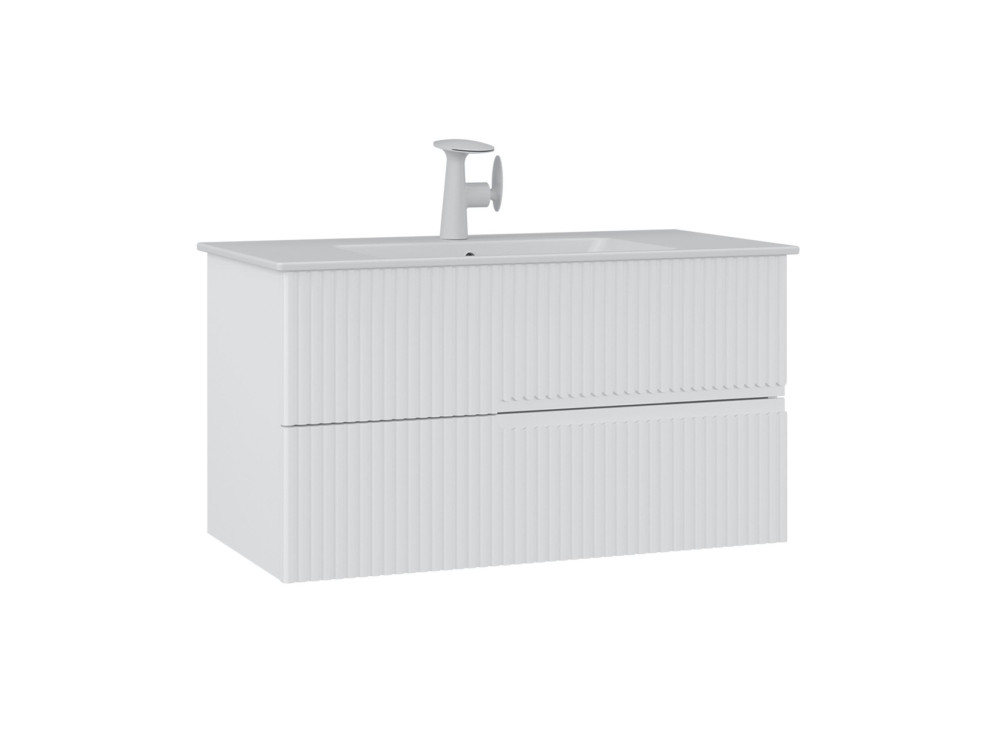 Mueble para lavabo «Moonlight 90 v2» - 91 x 51 x 51 cm - Blanco mate