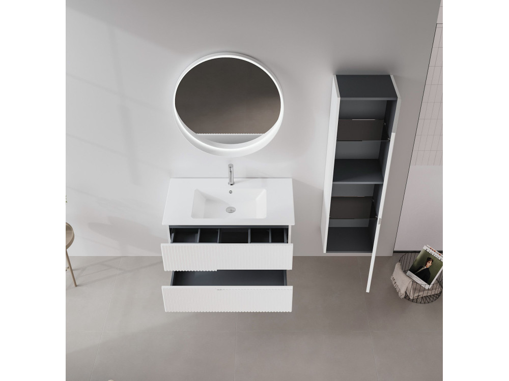 Mueble para lavabo «Moonlight 90 v2» - 91 x 51 x 51 cm - Blanco mate