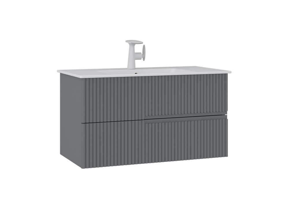 Mueble para lavabo «Moonlight 90 v2» - 91 x 51 x 51 cm - Gris mate