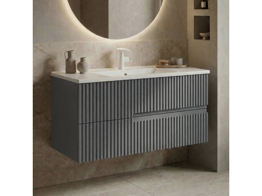 Mueble para lavabo «Moonlight 90 v2» - 91 x 51 x 51 cm - Gris mate