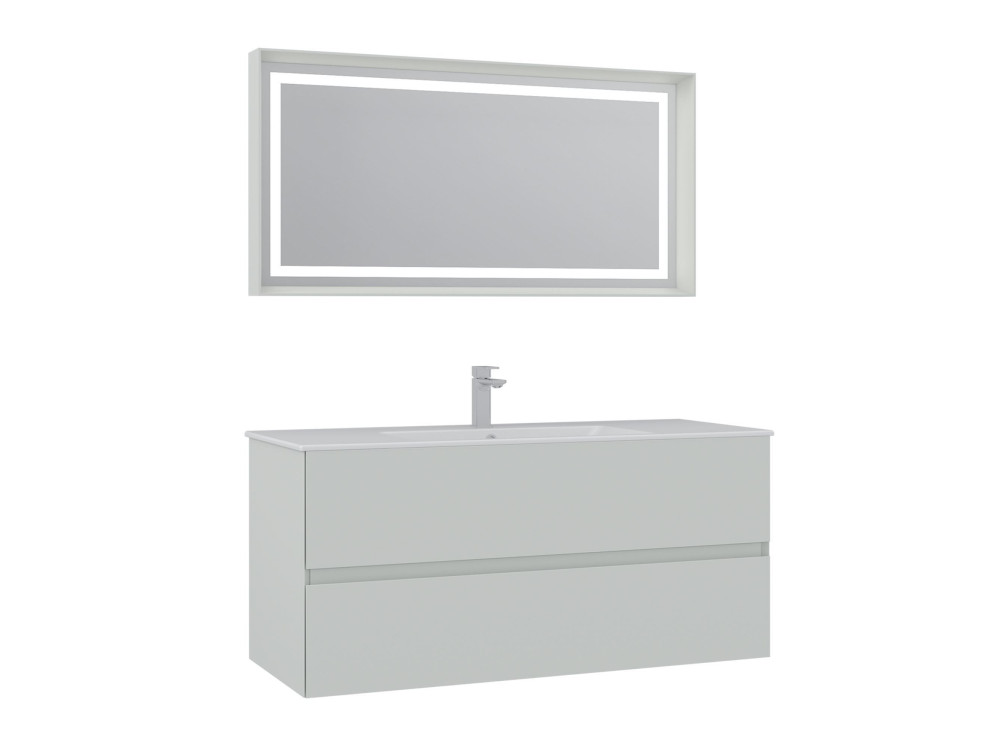 Conjunto de mueble con lavabo y espejo (2 piezas) «Nest 121 v2» - 121 x 51 x 55 cm - Mate Cashmere