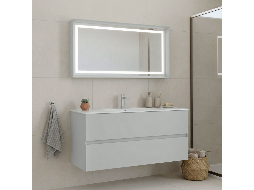 Conjunto de mueble con lavabo y espejo (2 piezas) «Nest 121 v2» - 121 x 51 x 55 cm - Mate Cashmere
