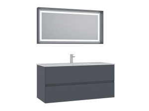 Conjunto de mueble con lavabo y espejo (2 piezas) «Nest 121 v2» - 121 x 51 x 55 cm - Antracita mate