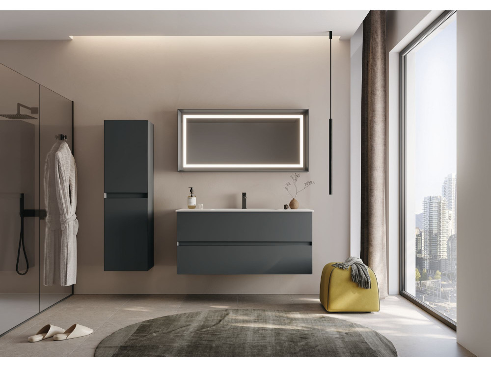 Conjunto de mueble con lavabo y espejo (2 piezas) «Nest 121 v2» - 121 x 51 x 55 cm - Antracita mate