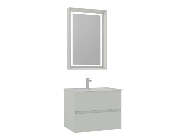 Conjunto de mueble con lavabo y espejo (2 piezas) «Nest 71 v2» - 71 x 51 x 55 cm - Cachemira mate
