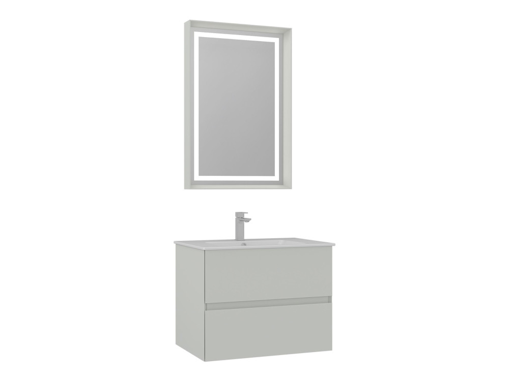 Conjunto de mueble con lavabo y espejo (2 piezas) «Nest 71 v2» - 71 x 51 x 55 cm - Cachemira mate