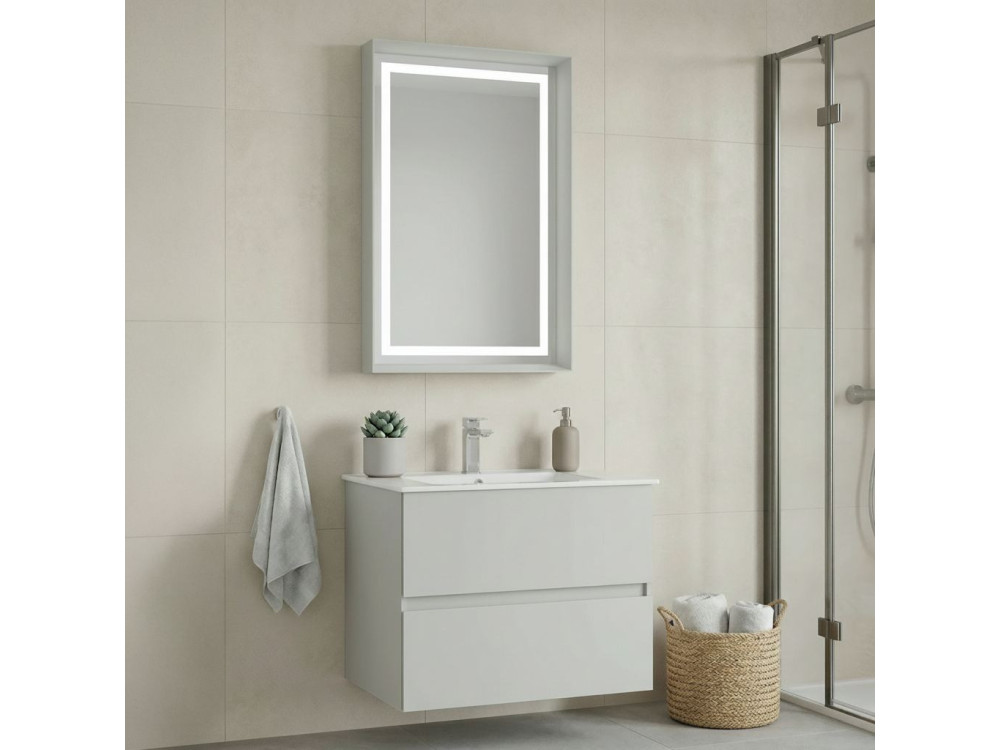 Conjunto de mueble con lavabo y espejo (2 piezas) «Nest 71 v2» - 71 x 51 x 55 cm - Cachemira mate
